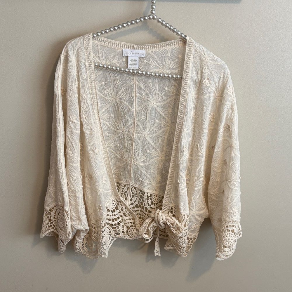 House of Harlow 1960 Cream Crochet Lace Top one size